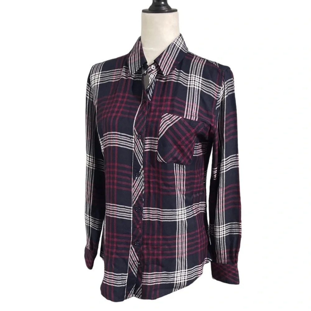Rails HUNTER Plaid Button Down Shirt in Indigo/Merlot